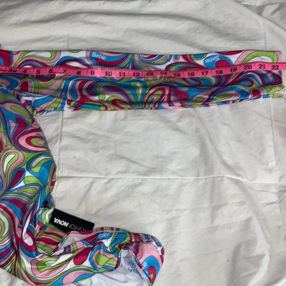 Sexy Swimsuit Barbie long sleeve one piece Bodysuit multicolored pink green M - Picture 7 of 11